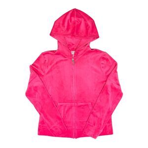 Juicy Couture Velour Jacket, Full Zip, Hooded with Rear Rhinestone Logo - Pink